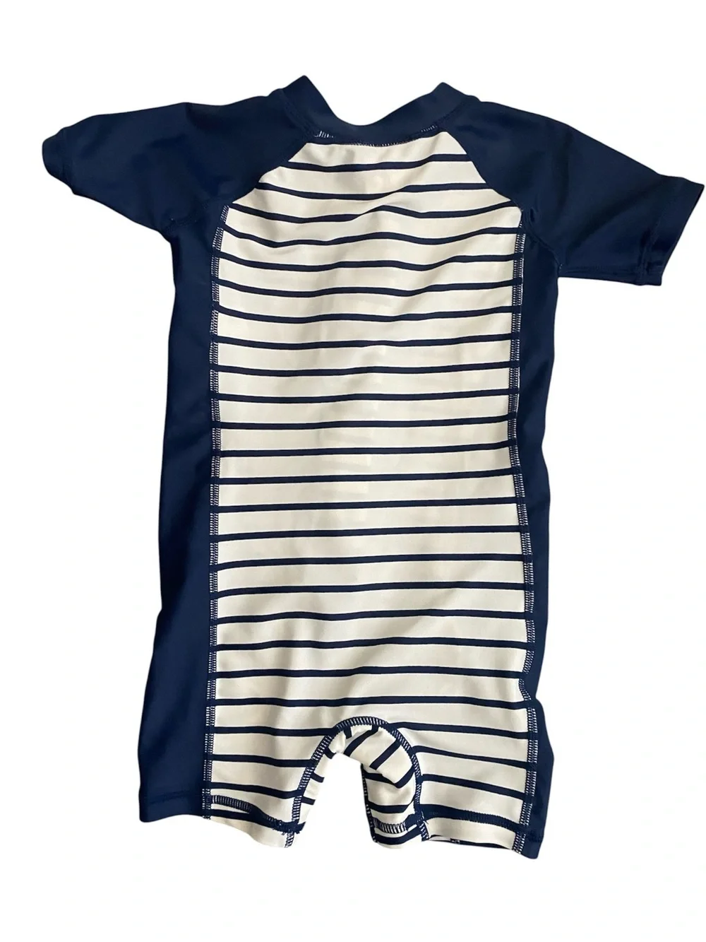 Hanna Andersson Navy & White Striped Zip-Front Rashguard